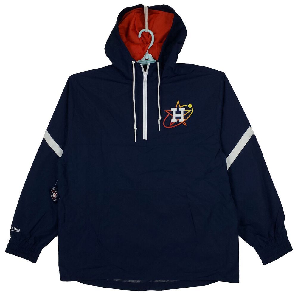 Houston Astros Mitchell & Ness MLB Large Anorak Windbreaker Jacket Navy NWT